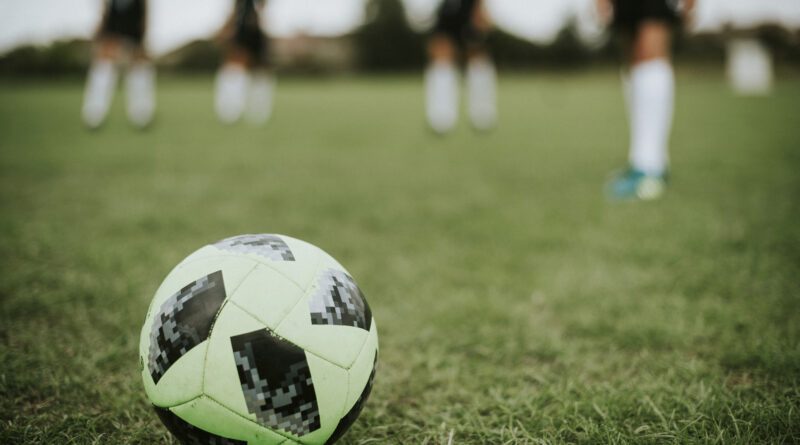 Green football on a field